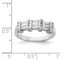 Sterling Silver Polished Rhodium Plating CZ Ring view 3