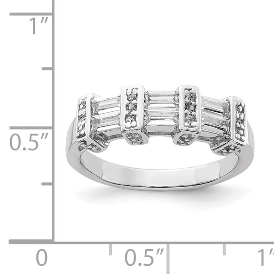 Sterling Silver Polished Rhodium Plating CZ Ring