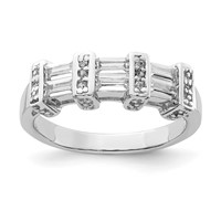 Sterling Silver Polished Rhodium Plating CZ Ring view 1
