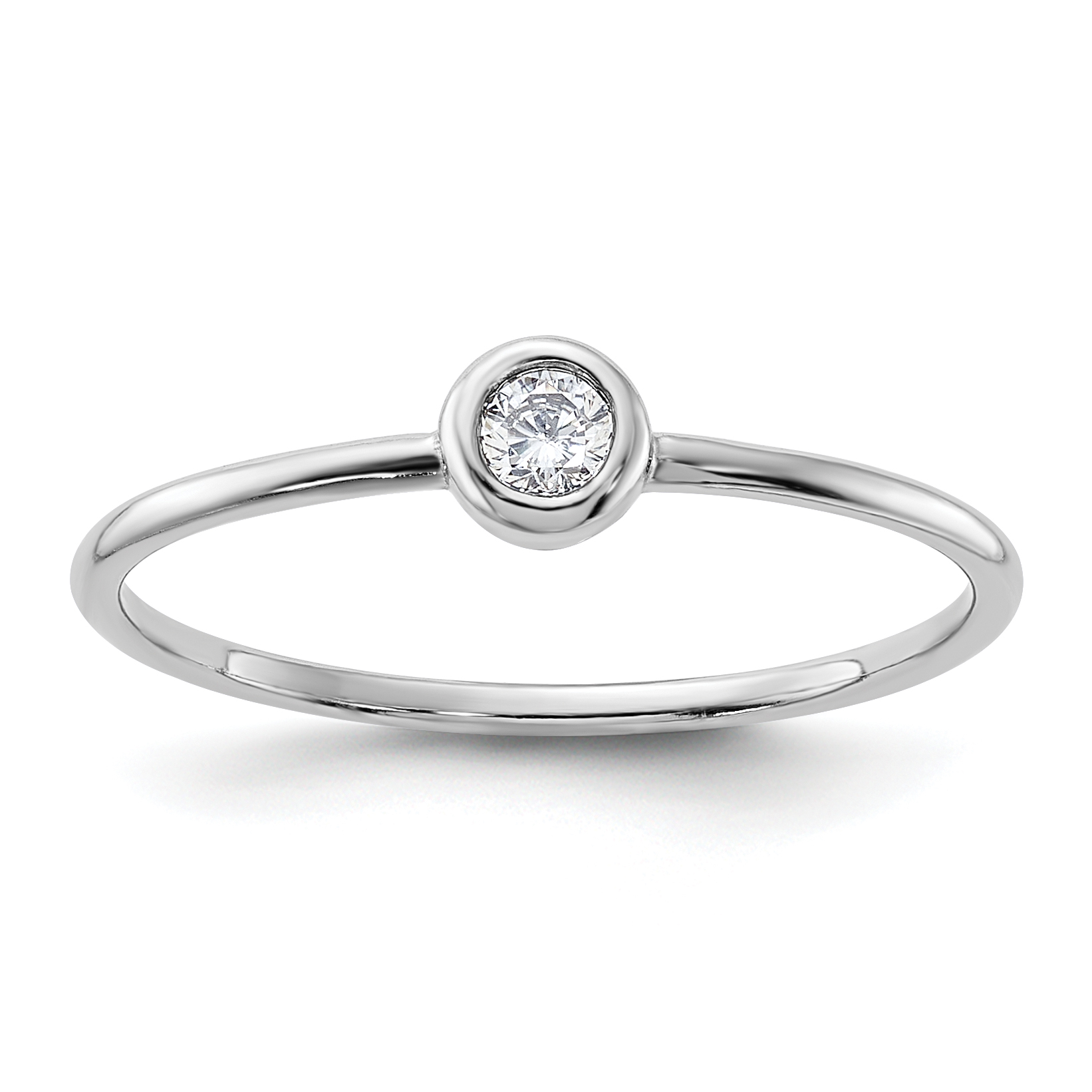 Sterling Silver Rhodium-plated Polished CZ Circle Ring (QR6177-6)