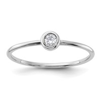 Sterling Silver Rhodium-plated Polished CZ Circle Ring view 1