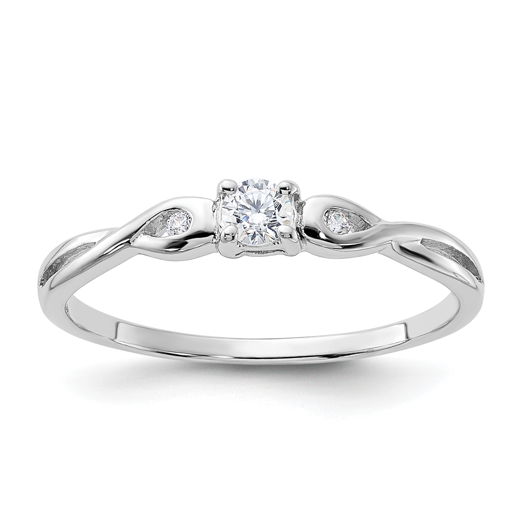 Sterling Silver Rhodium-plated and CZ Ring (QR6179-6)