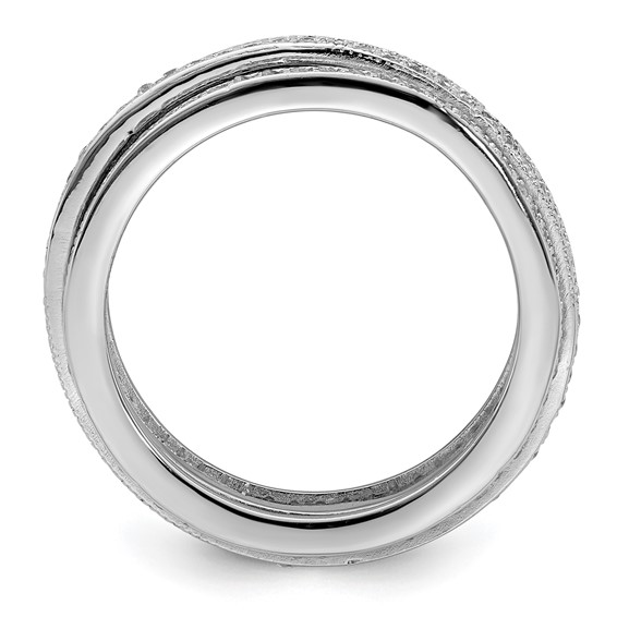 Sterling Silver Polished Rhodium-plated CZ Pavé Eternity Motion Ring