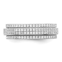 Sterling Silver Polished Rhodium-plated CZ Pavé Eternity Motion Ring view 4