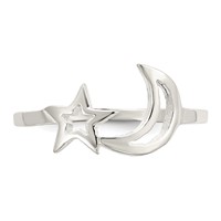 Sterling Silver Polished Star & Moon Ring view 5
