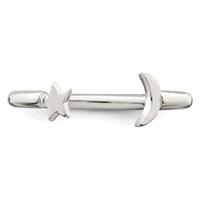 Sterling Silver Polished Half Moon and Star Adjustable Ring view 5