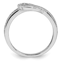 Sterling Silver Rhodium-plated CZ Buckle Ring view 2