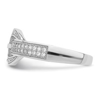 Sterling Silver Rhodium-plated CZ Buckle Ring view 3