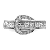 Sterling Silver Rhodium-plated CZ Buckle Ring view 5
