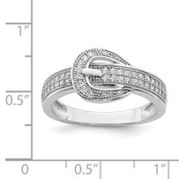 Sterling Silver Rhodium-plated CZ Buckle Ring view 4