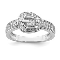 Sterling Silver Rhodium-plated CZ Buckle Ring view 1