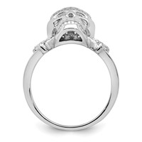 Sterling Silver Rhodium-plated and CZ Skull Ring view 2