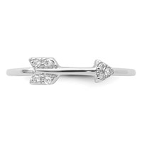 Sterling Silver Rhodium-plated Polished CZ Arrow Ring view 5