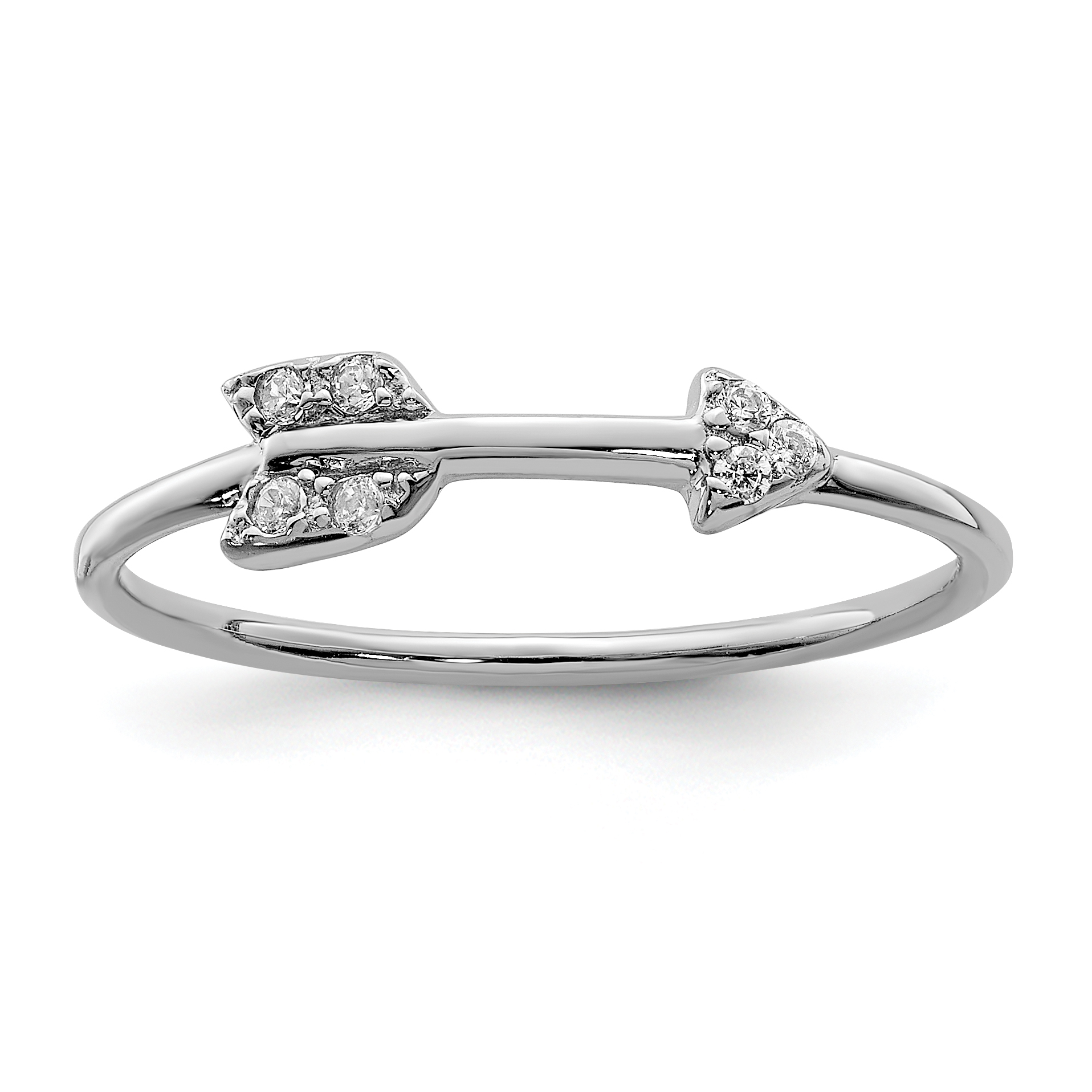 Sterling Silver Rhodium-plated Polished CZ Arrow Ring (QR6198-6)