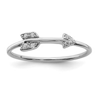 Sterling Silver Rhodium-plated Polished CZ Arrow Ring view 1