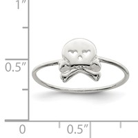 Sterling Silver Polished Skull & Crossbones Ring view 4