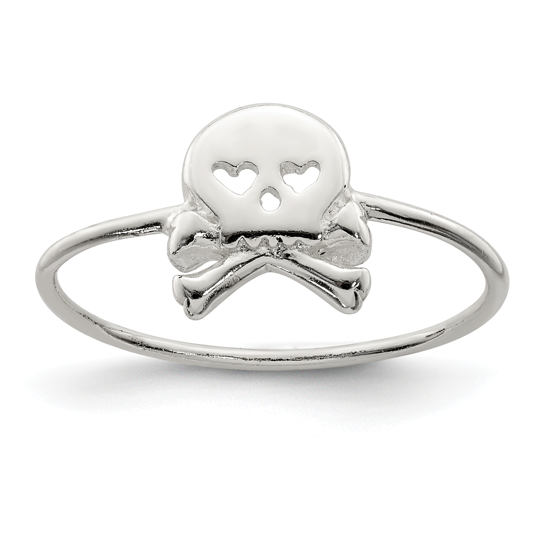 Sterling Silver Polished Skull & Crossbones Ring (QR6201-6)