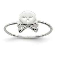 Sterling Silver Polished Skull & Crossbones Ring view 1
