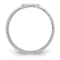 Sterling Silver Rhodium-plated Polished & Textured CZ Peace Ring view 2