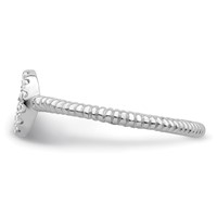 Sterling Silver Rhodium-plated Polished & Textured CZ Peace Ring view 3