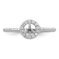 Sterling Silver Rhodium-plated Polished & Textured CZ Peace Ring view 5