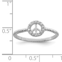 Sterling Silver Rhodium-plated Polished & Textured CZ Peace Ring view 4