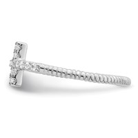 Sterling Silver Rhodium-plated Polished & Textured CZ Cross Ring view 3