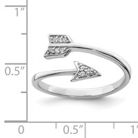 Sterling Silver Rhodium-plated Polished CZ Arrow Adjustable Ring view 4