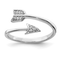 Sterling Silver Rhodium-plated Polished CZ Arrow Adjustable Ring view 1