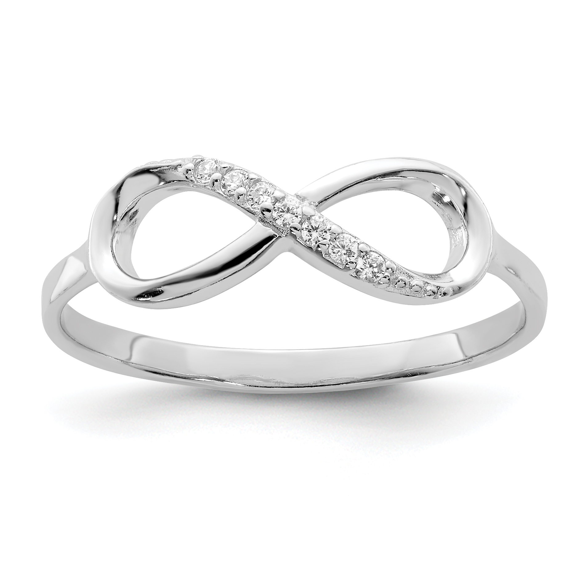Sterling Silver Rhodium-plated Polished CZ Infinity Ring (QR6206-6)
