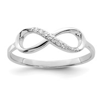 Sterling Silver Rhodium-plated Polished CZ Infinity Ring view 1