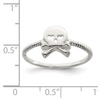 Sterling Silver Polished & Textured Skull & Crossbones Ring view 4