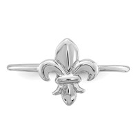 Sterling Silver Rhodium-plated Polished Fleur De Lis Ring view 5