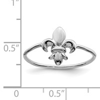 Sterling Silver Rhodium-plated Polished Fleur De Lis Ring view 4