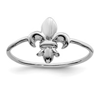 Sterling Silver Rhodium-plated Polished Fleur De Lis Ring view 1