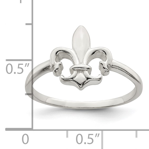Sterling Silver Polished Fleur De Lis Ring
