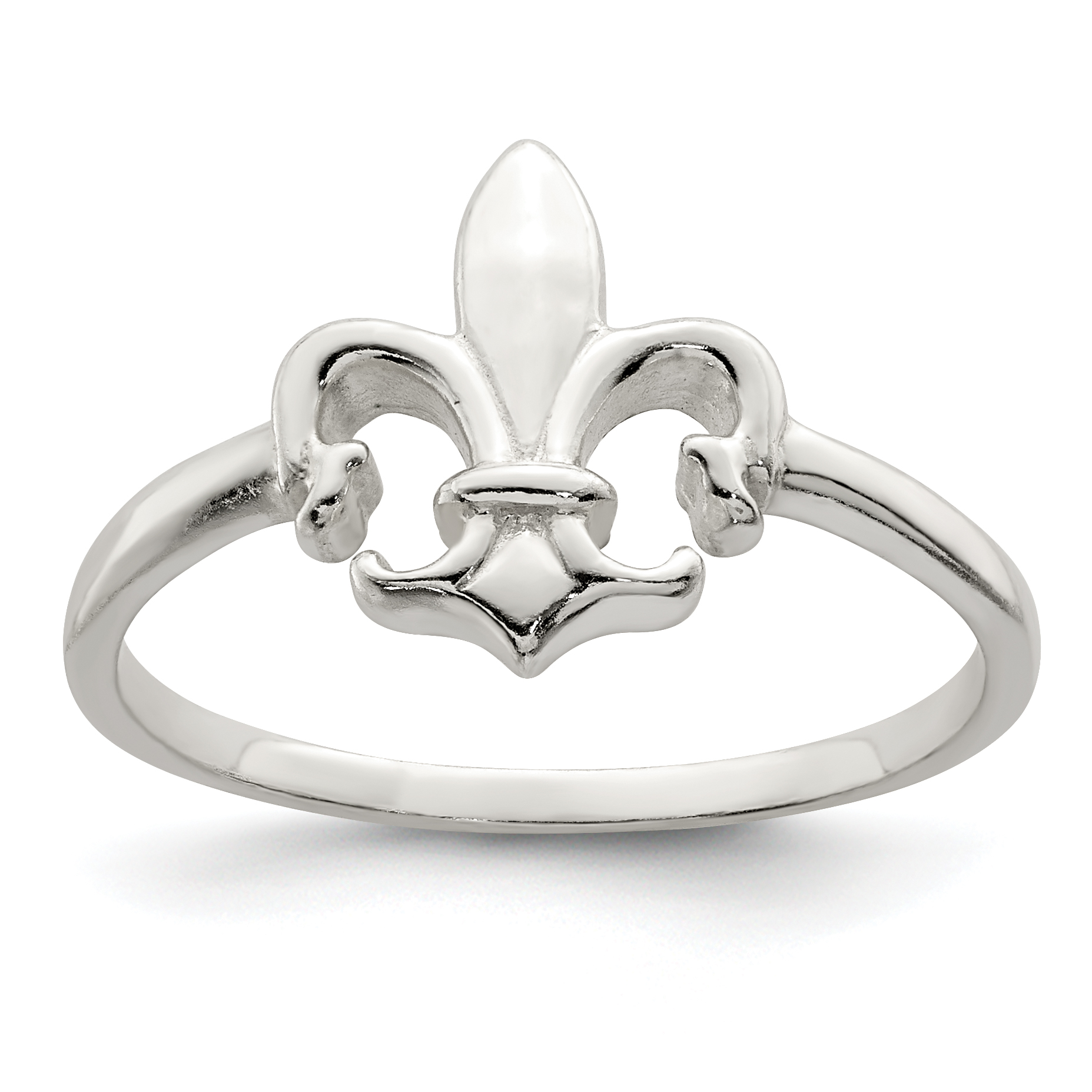 Sterling Silver Polished Fleur De Lis Ring (QR6213-6)