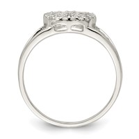 Sterling Silver Polished CZ Peace Sign Ring view 2