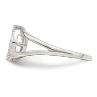 Sterling Silver Polished CZ Peace Sign Ring view 3