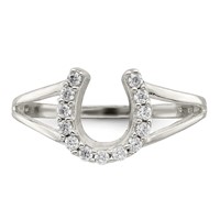 Sterling Silver Polished CZ Horseshoe Ring view 5