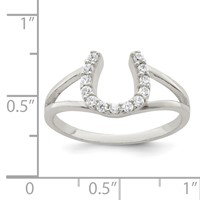 Sterling Silver Polished CZ Horseshoe Ring view 4