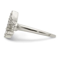 Sterling Silver Polished CZ Fleur De Lis Ring view 3
