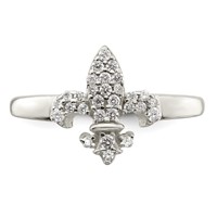 Sterling Silver Polished CZ Fleur De Lis Ring view 5