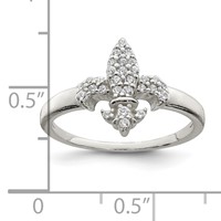 Sterling Silver Polished CZ Fleur De Lis Ring view 4