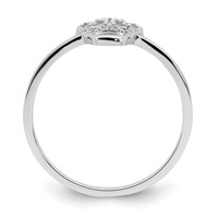 Sterling Silver Rhodium-plated CZ Skull Ring view 2