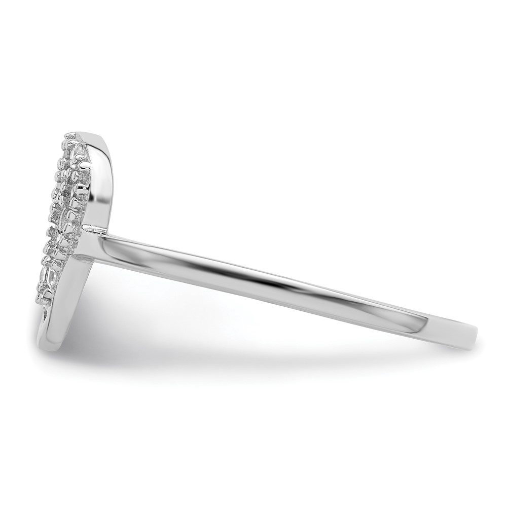 Sterling Silver Rhodium-plated CZ Skull Ring (QR6218-7)