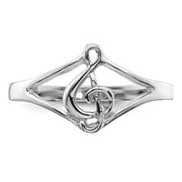 Sterling Silver Rhodium-plated Polished Music Note Ring view 5