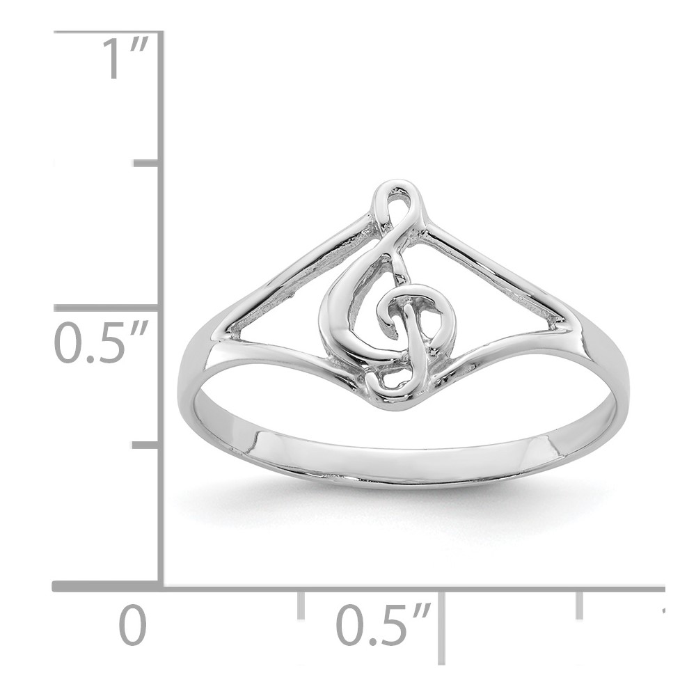 Sterling Silver Rhodium-plated Polished Music Note Ring (QR6219-7)