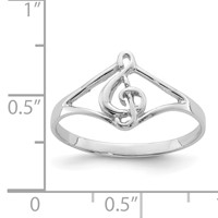 Sterling Silver Rhodium-plated Polished Music Note Ring view 4