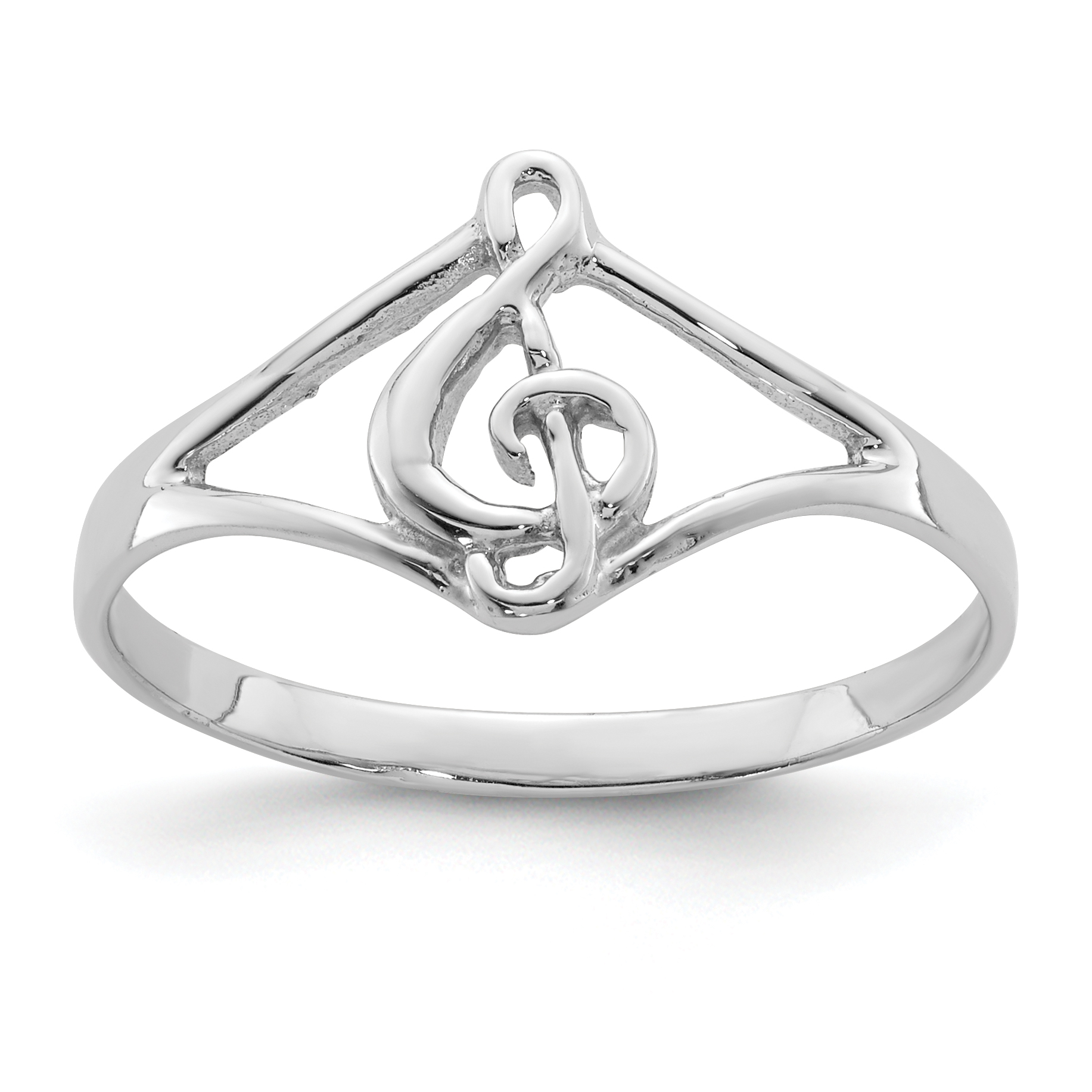 Sterling Silver Rhodium-plated Polished Music Note Ring (QR6219-7)